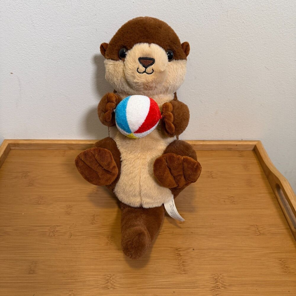 Goffa Sea Otter Plush 14" Brown Beach Ball Stuffed Animal Toy